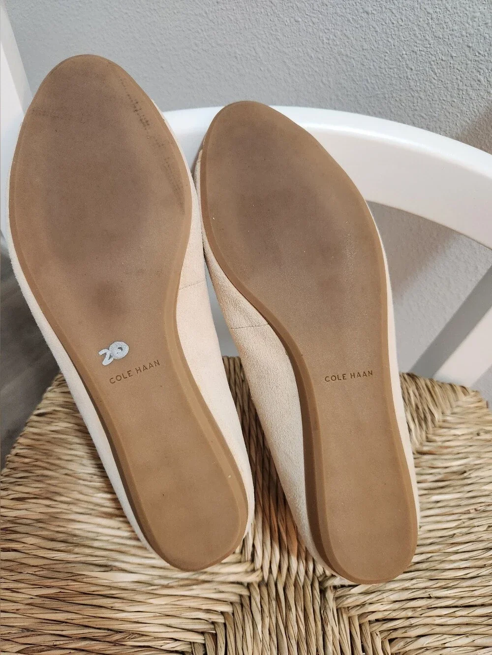 Cole Haan Suede Peep-Toe Flats Size 10 - Picture 6 of 7